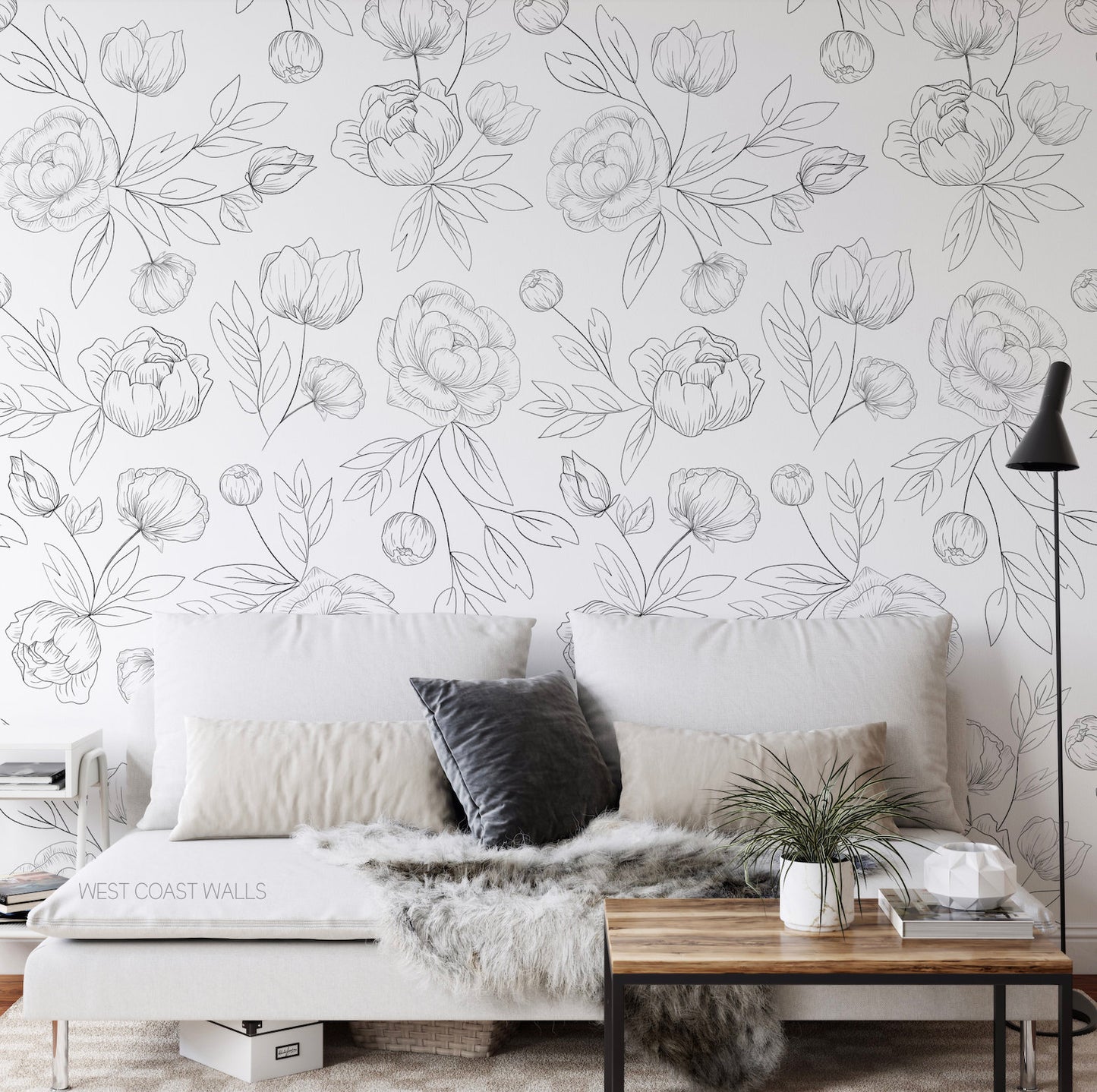 Sketched Floral Wallpaper