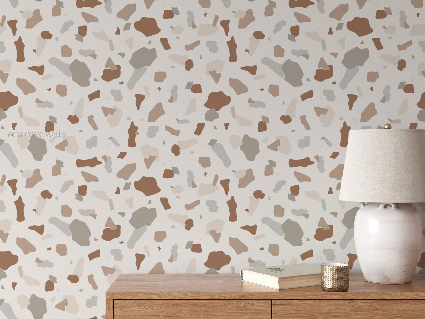 Earthy Neutral Terrazzo Wallpaper