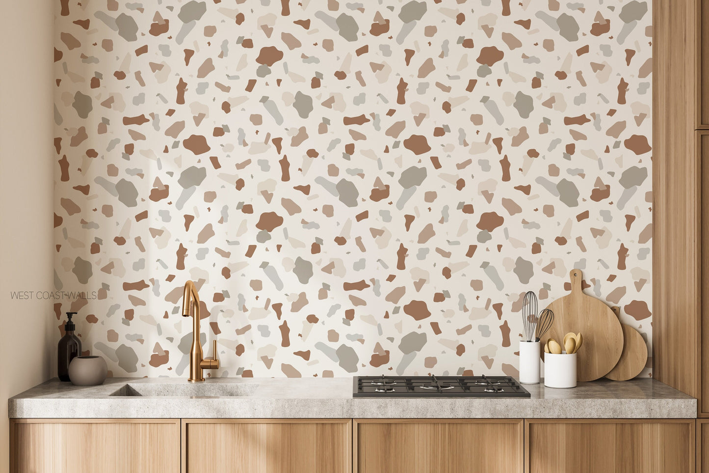 Earthy Neutral Terrazzo Wallpaper