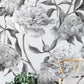 Modern Black and White Watercolour Peony Floral Wallpaper