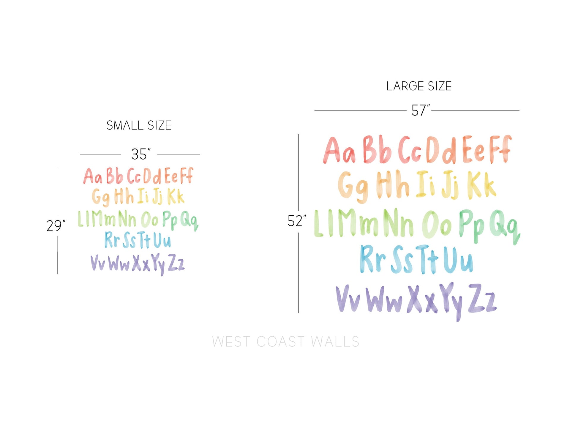 Watercolor Alphabet Letters Removable Decals