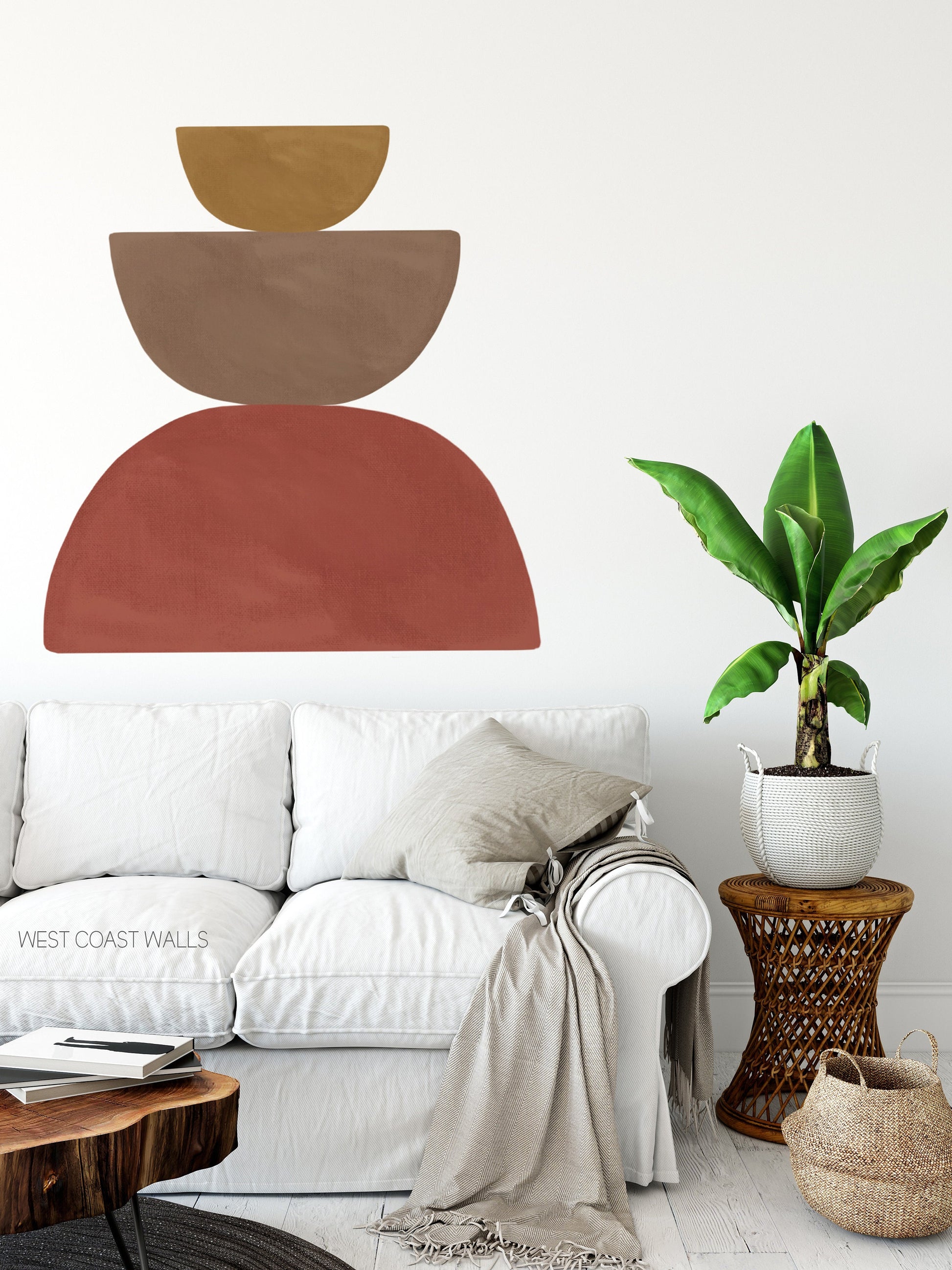 Set of 3 Abstract Textured Wall Decals / Semi Circle Wall Decals / Abstract Walls / Half Circle Decals / Boho Wall Decals / Boho Wall Art