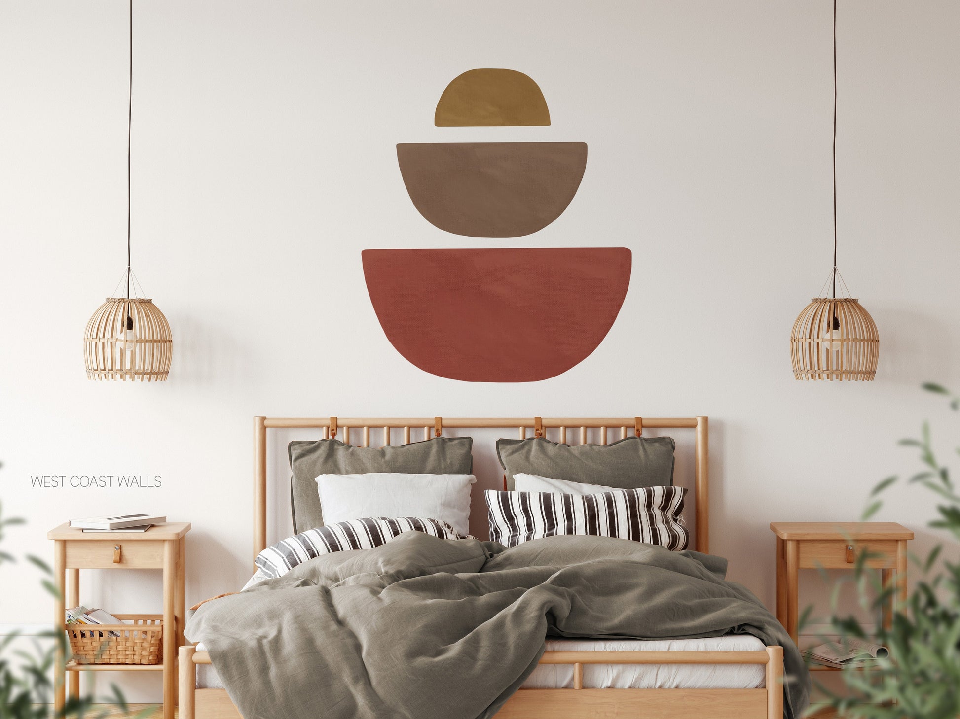 Set of 3 Abstract Textured Wall Decals / Semi Circle Wall Decals / Abstract Walls / Half Circle Decals / Boho Wall Decals / Boho Wall Art