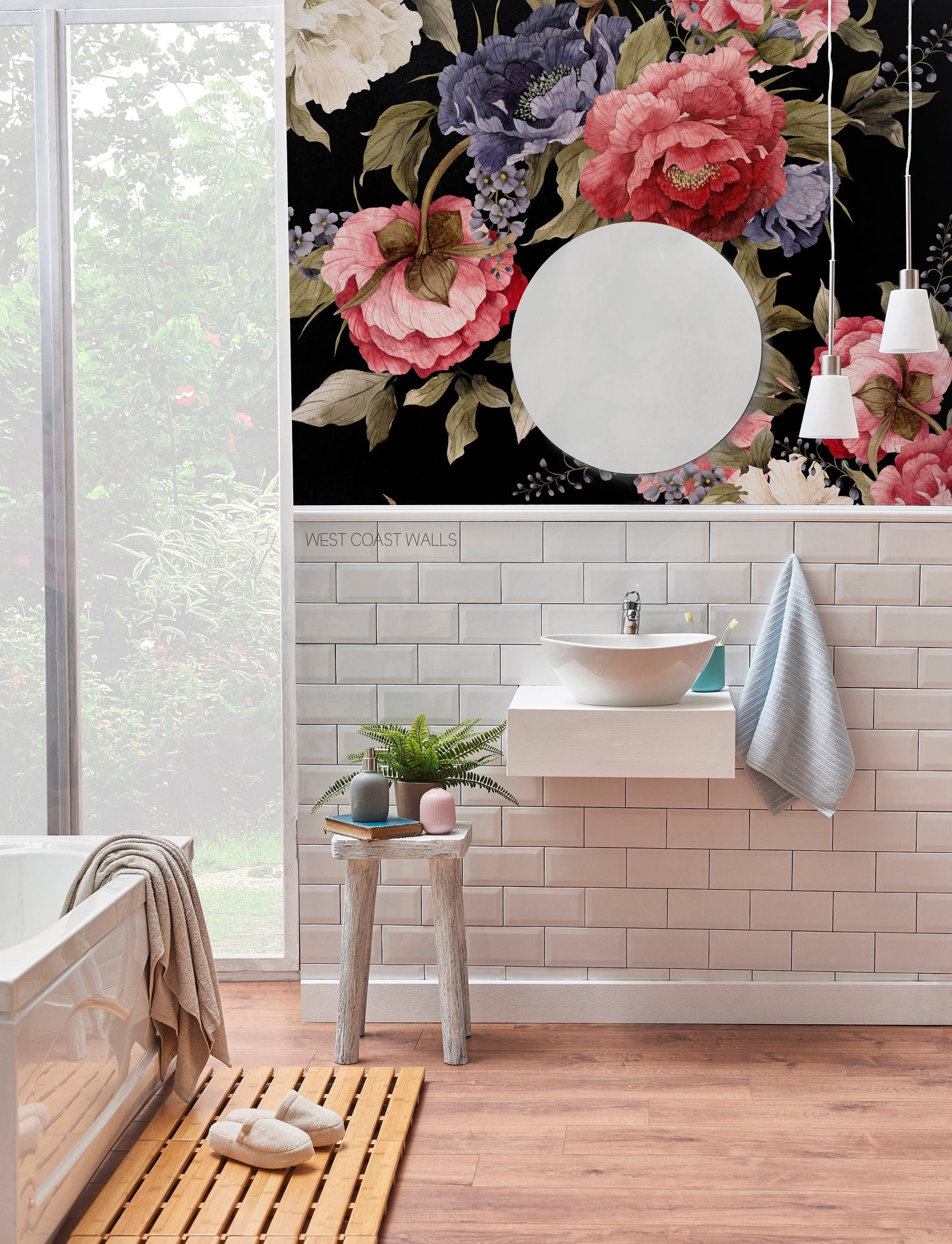 Dark Peony Blooms Wallpaper