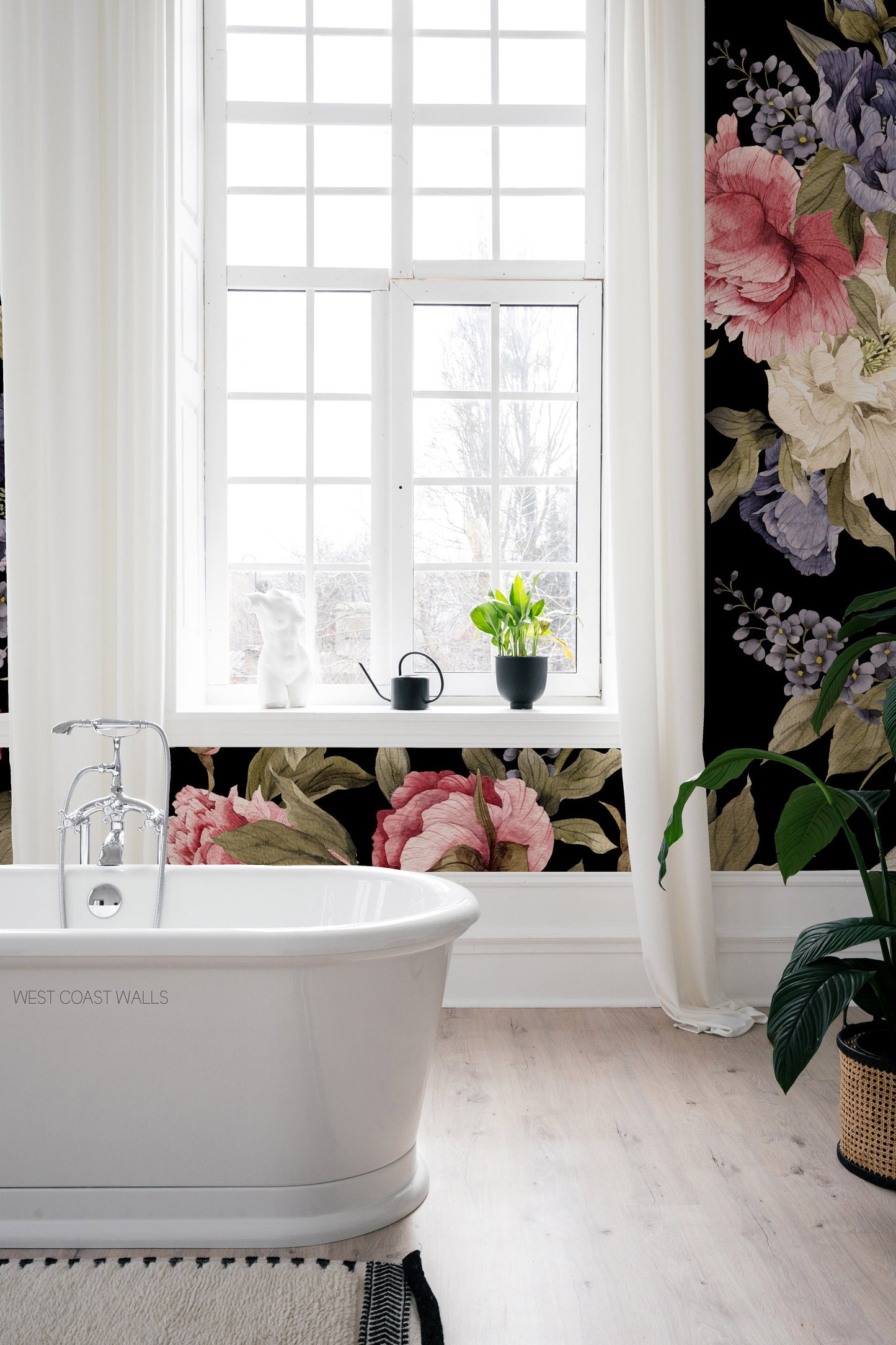 Dark Peony Blooms Wallpaper