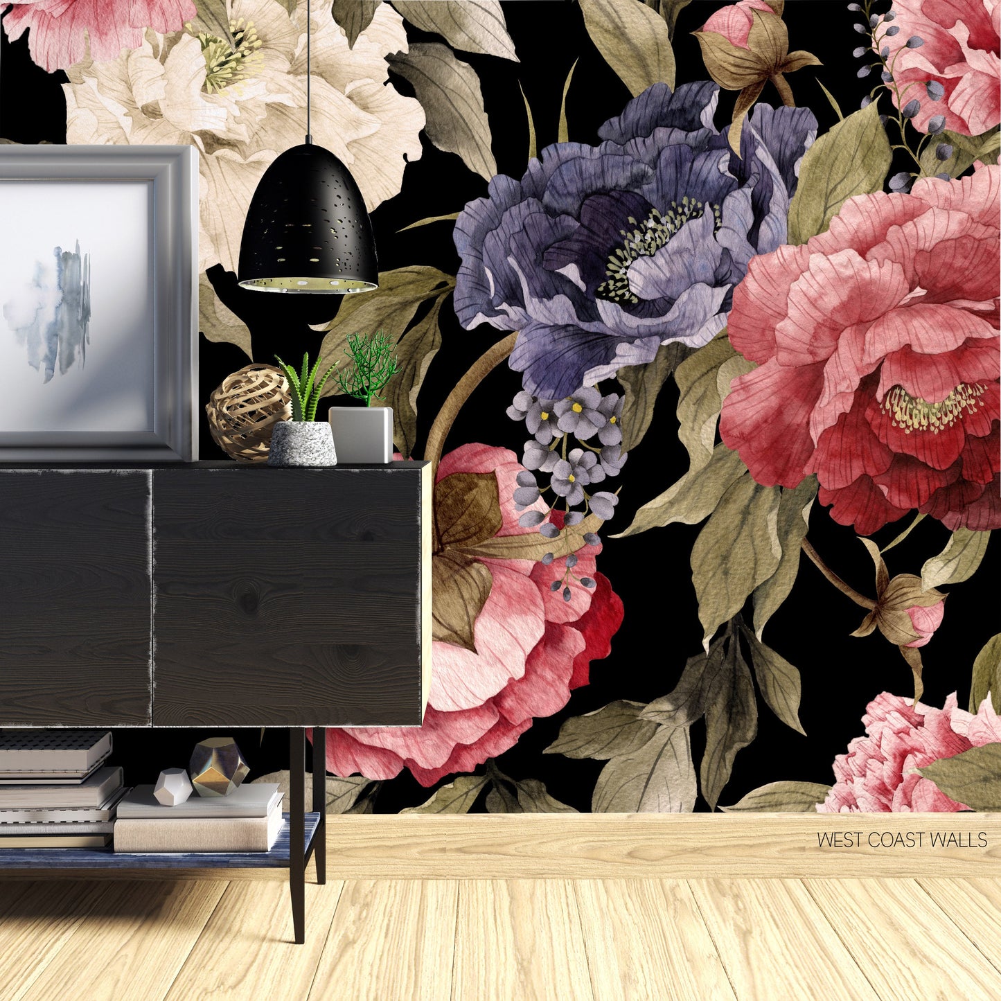 Dark Peony Blooms Wallpaper