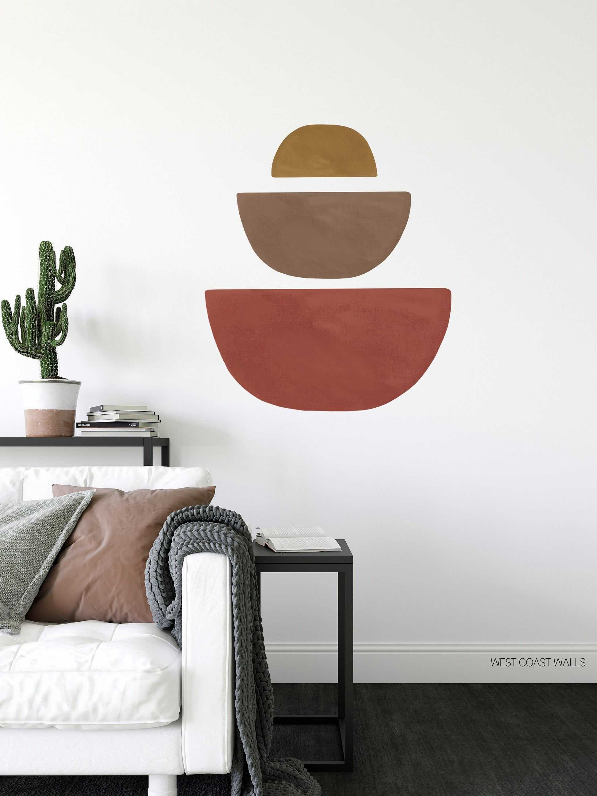Set of 3 Abstract Textured Wall Decals / Semi Circle Wall Decals / Abstract Walls / Half Circle Decals / Boho Wall Decals / Boho Wall Art