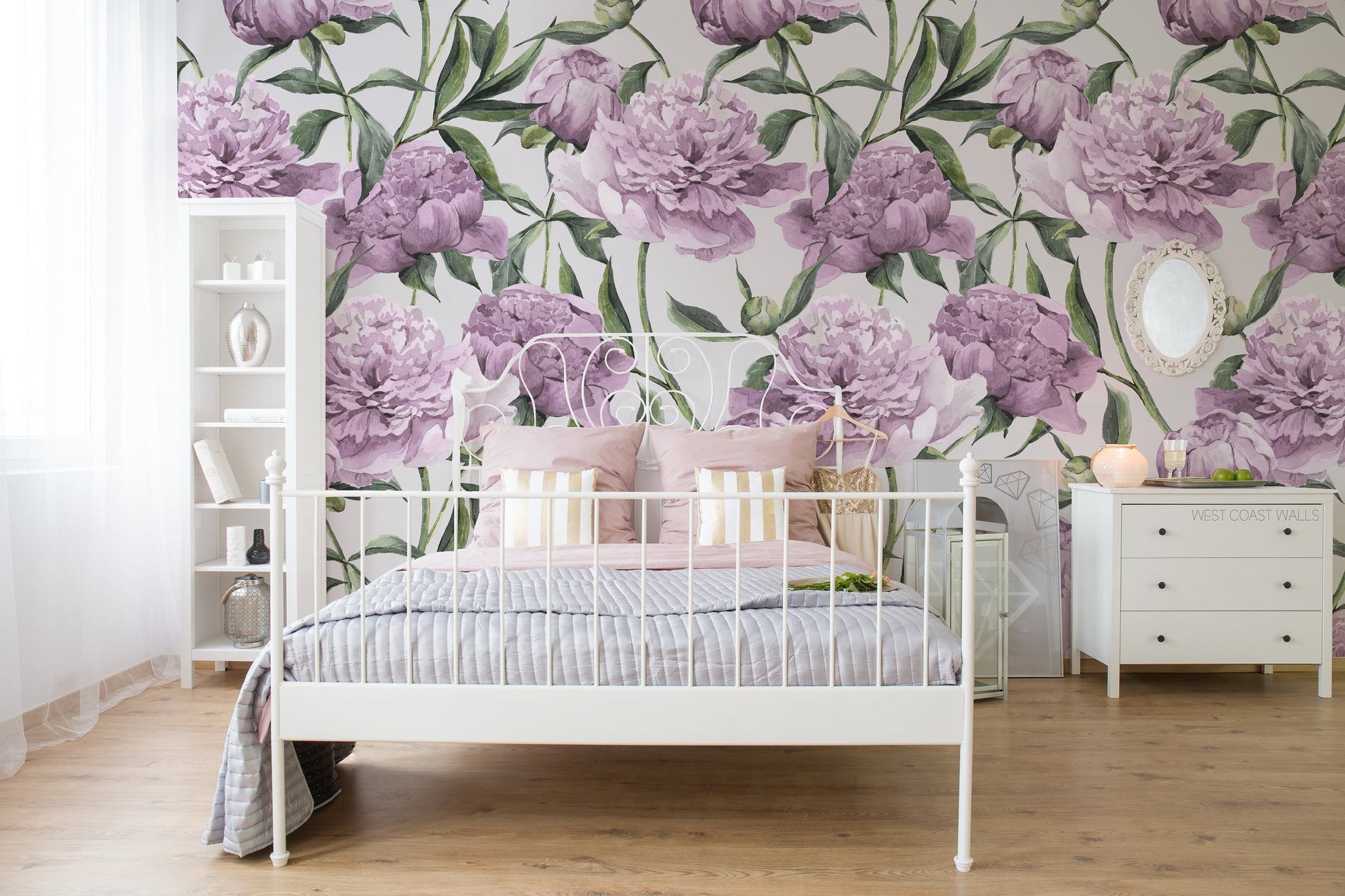 Soft Lilac Peony Floral Wallpaper
