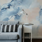 Handpainted Blue and Peach Watercolour Wallpaper