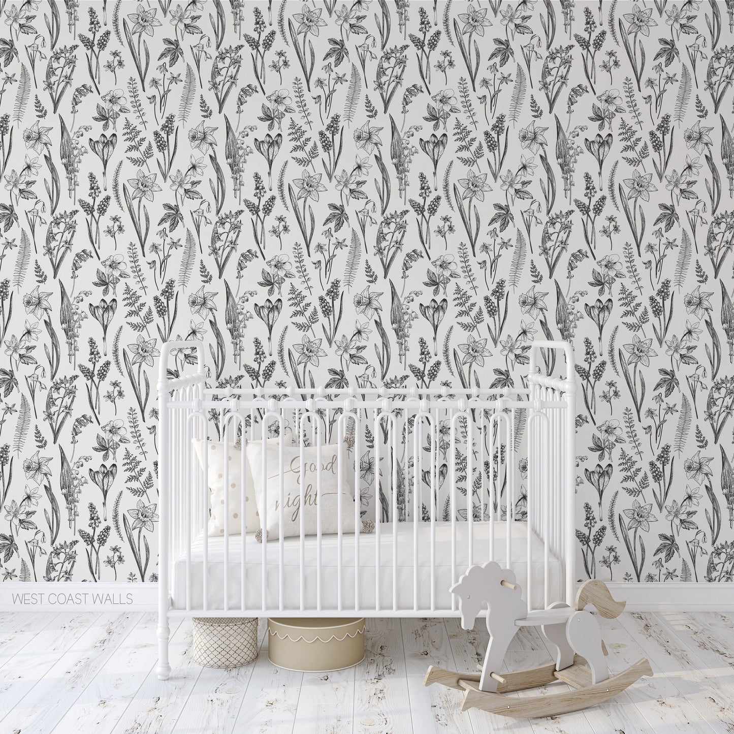 Sketched Wildflower Wallpaper