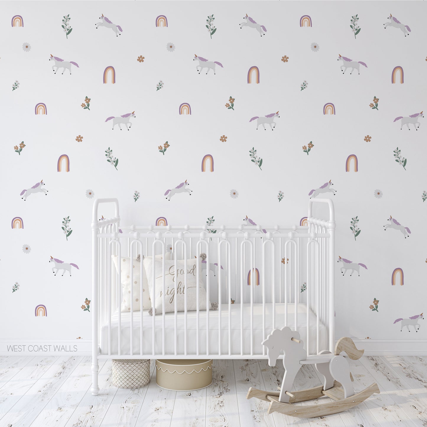 Muted Unicorn and Rainbow Removable Decals