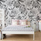 Modern Black and White Watercolour Peony Floral Wallpaper