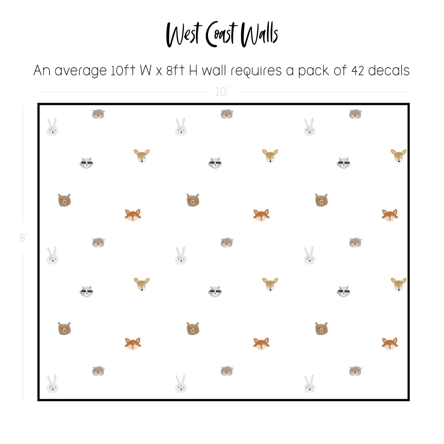 Woodland Watercolour Animals Removable Wall Decals