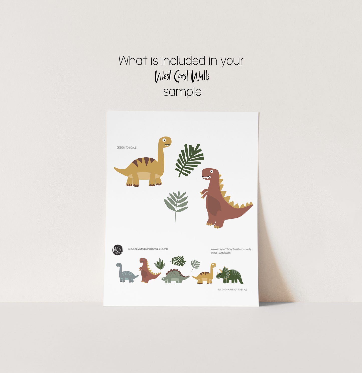 Muted Mini Dinosaur Removable Wall Decals