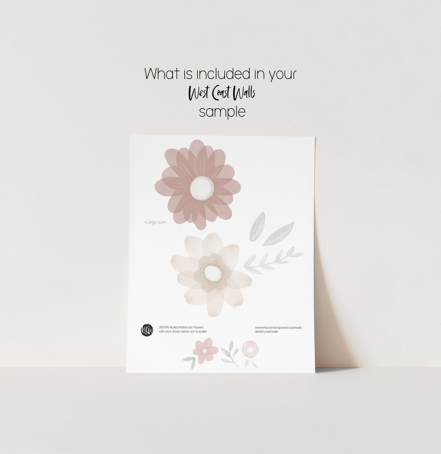Muted Watercolour Painted Flowers Wall Decals