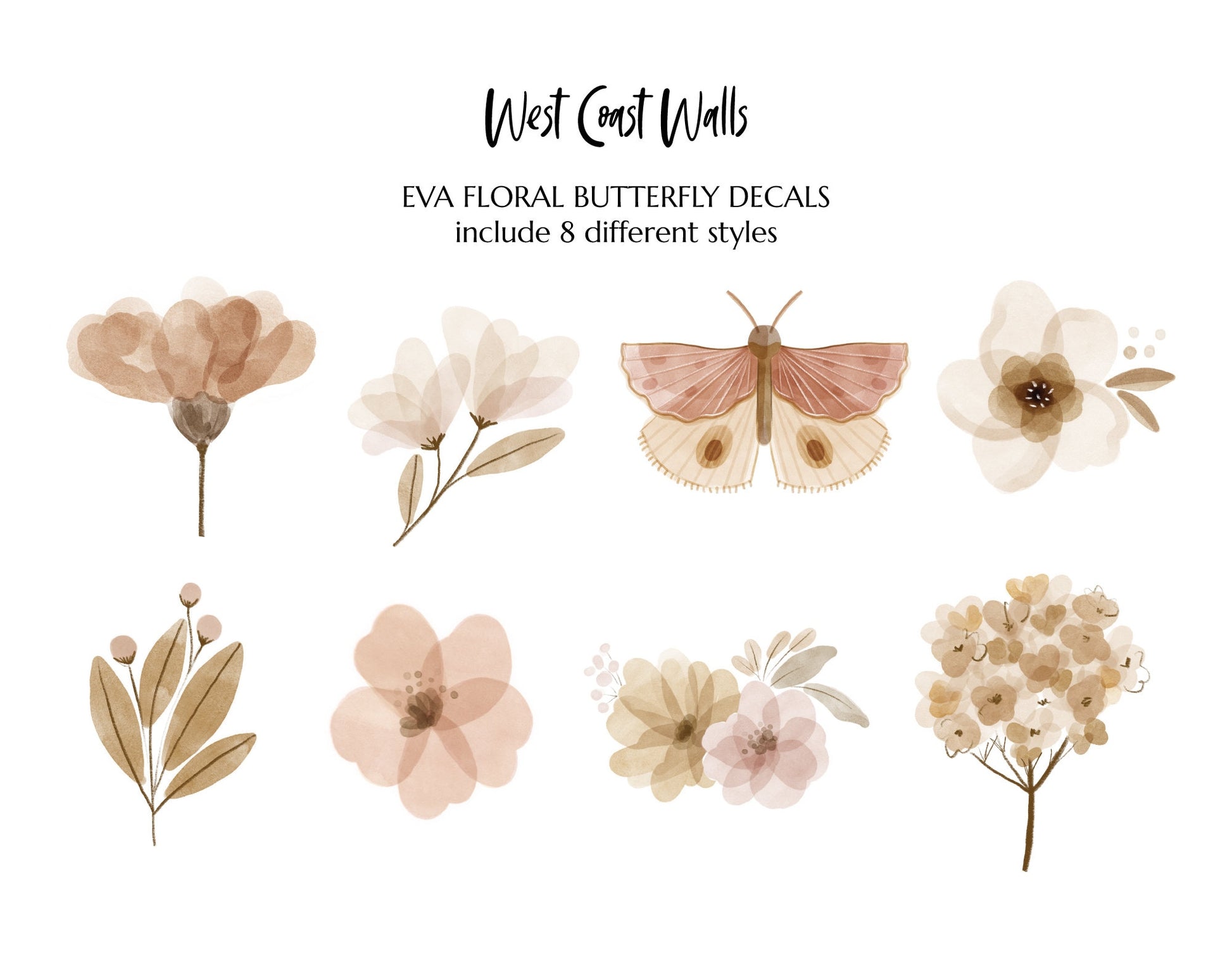Eva Floral Butterfly Decals