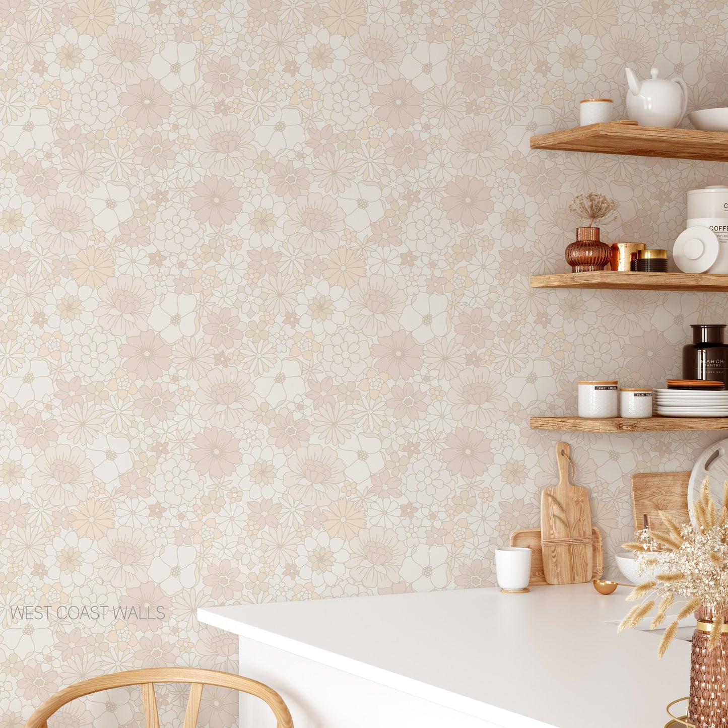 Muted Retro Blooms Wallpaper