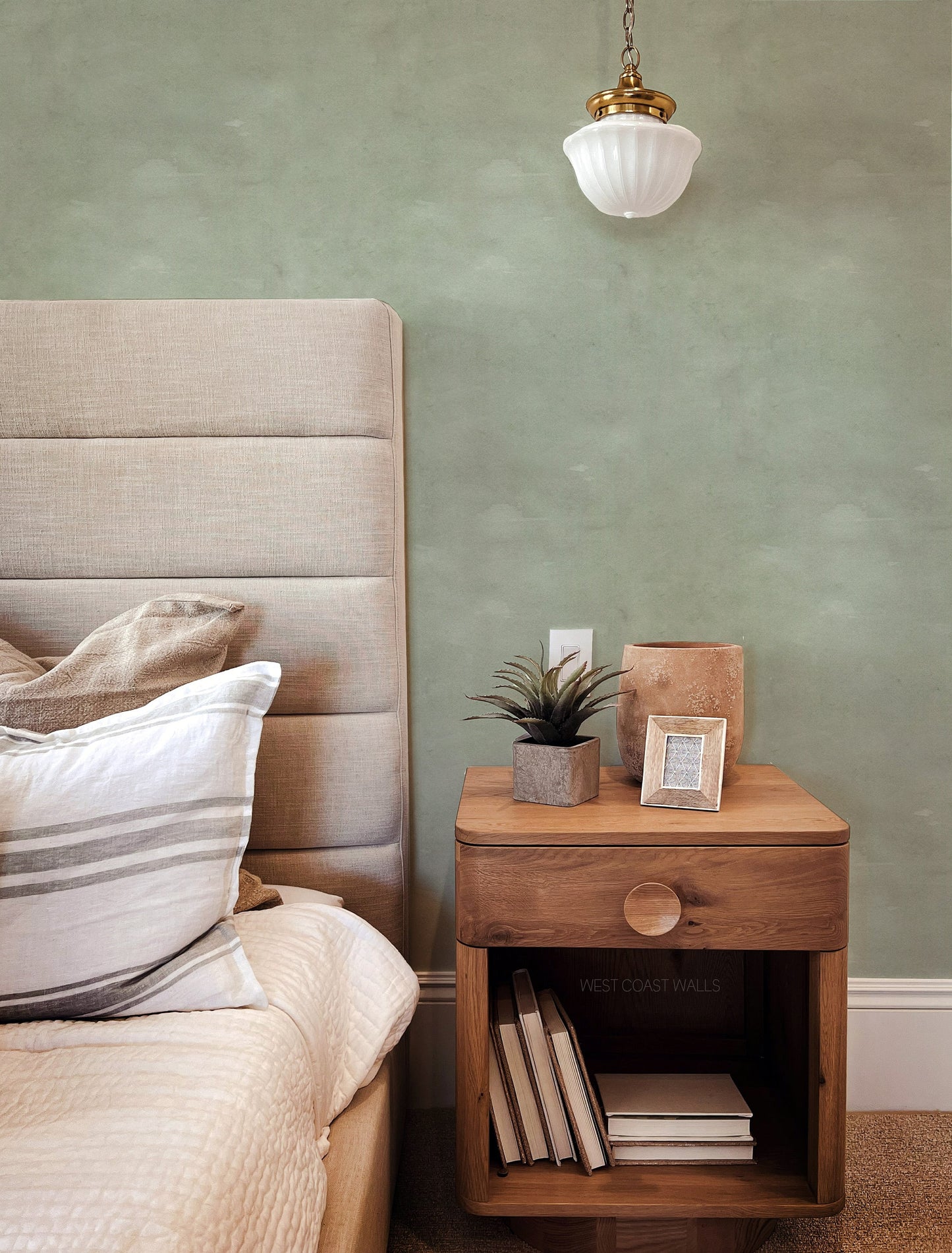 Subtle Sage Green Textured Wallpaper