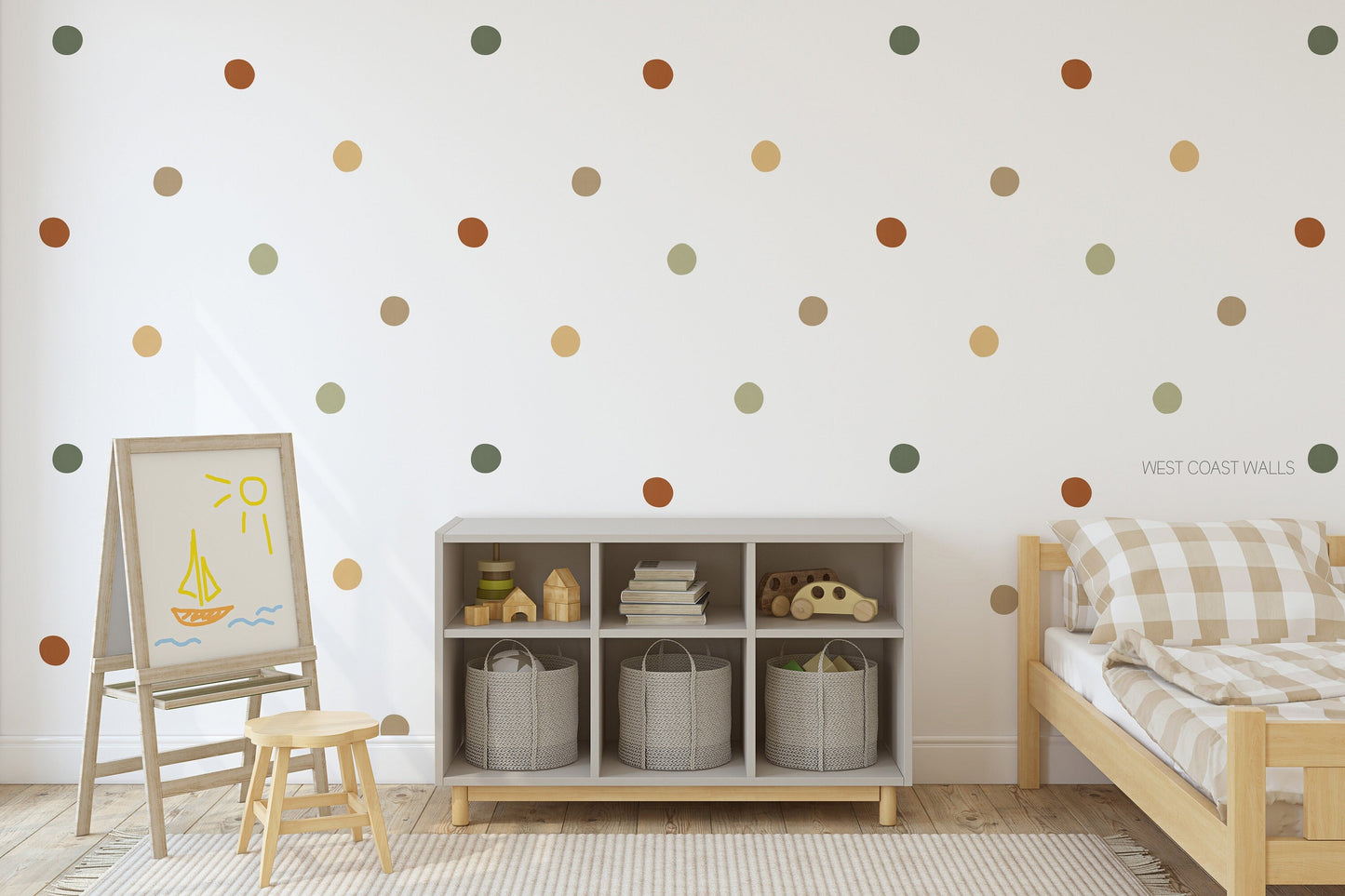 Green Neutral Painted Removable Dot Decals