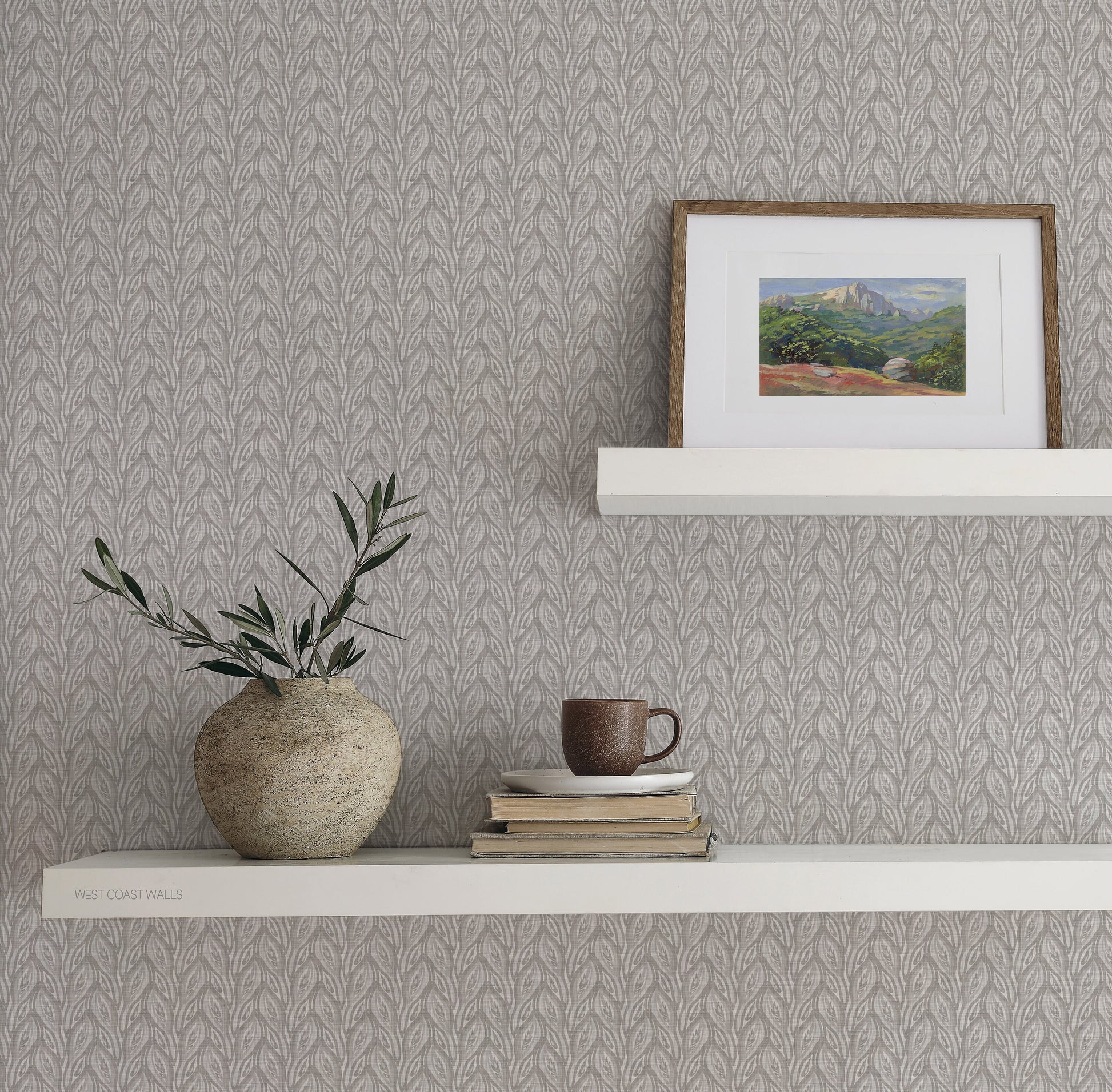 Bridget Botanical Stripes Wallpaper / Striped Wallpaper / Textured Look Wallpaper / Linen Wallpaper / Cottage Style / Cottage-core